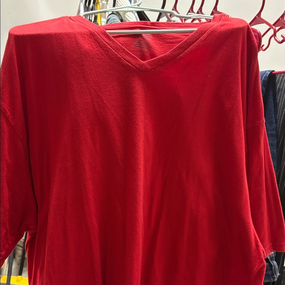 Vibrant Red V-Neck Top